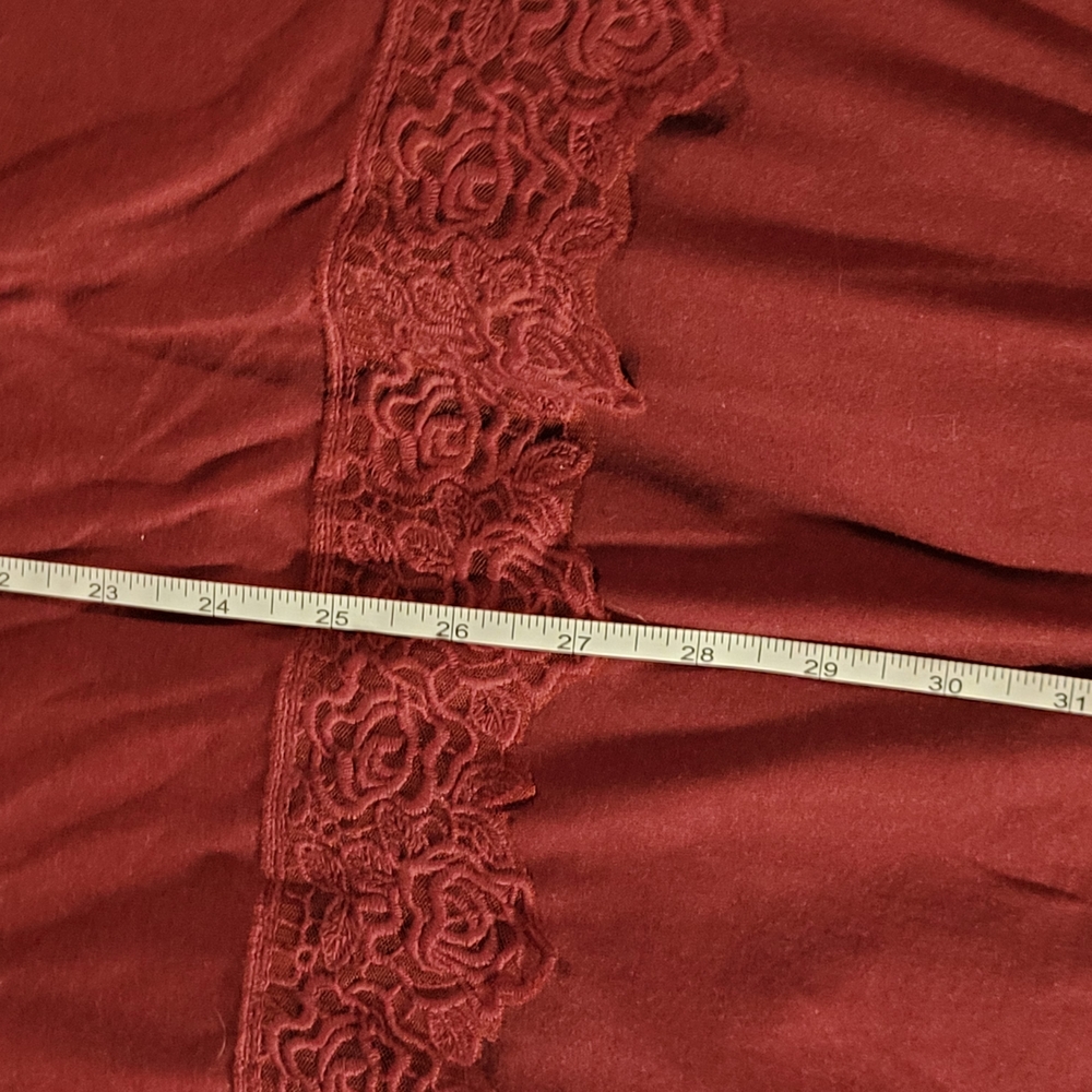 Bloomchic Women's Red Lace Trim High Low Blouse - Picture 6 of 9